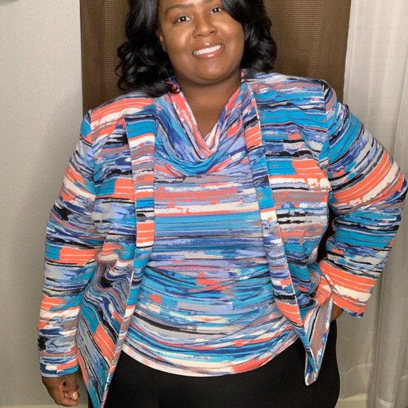 Kasper Jackets & Blazers - Kasper Blue, Coral, and White Blazer